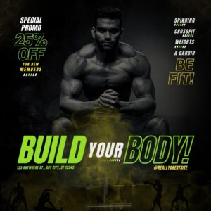 Black and Green Modern Fitness Gym Instagram Post