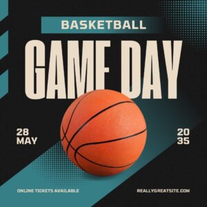 Black and Teal Modern Geometric Basketball Game Day Instagram Post