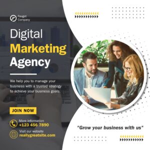 Black and Yellow Modern Digital Marketing Agency Facebook Post