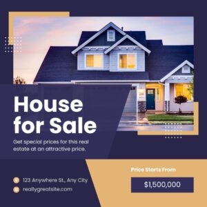 Blue Modern House For Sale Facebook Post