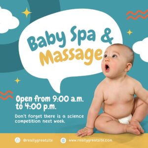Blue White Creative Baby Spa _ Massage Instagram Post