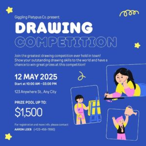Blue White Illustrative Drawing Competition Instagram Post