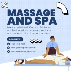 Blue and White Illustrative Massage and Spa Instagram Post