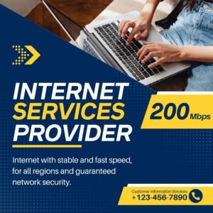 Blue and Yellow Internet Services Provider Facebook Post