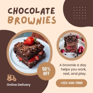 Brown Minimalist Chocolate Brownies Promo Instagram Post