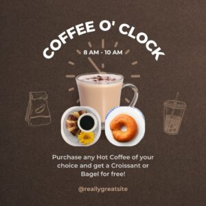 Brown Modern Coffee Shop Coffee o_ Clock Instagram Post