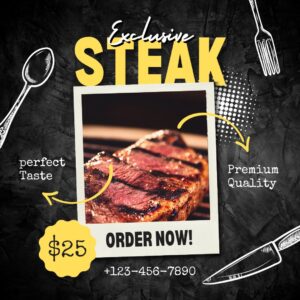 Dark Doodle Minimalist Exclusive Steak Instagram Post