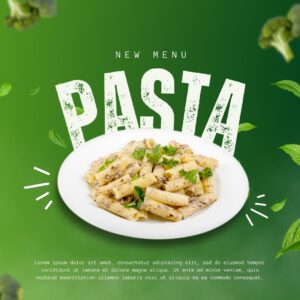 Green And White Minimalist Pasta Instagram Post - S458