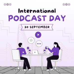 Purple Illustration International Podcast Day Facebook Post