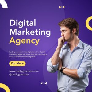 Purple and Yellow Geomatric Digital Marketing Agency Instagram Post
