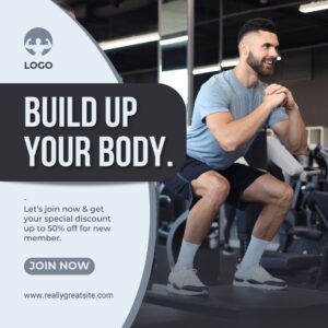 White and Grey Modern Bold Gym Fitness Instagram Post
