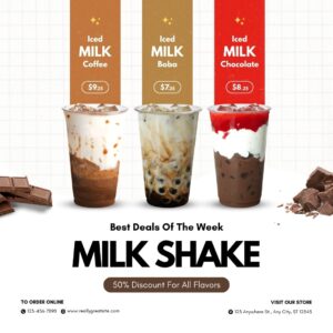White and Red Modern Milk Shake Sale Instagram Post