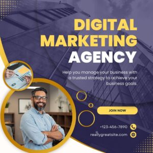 Yellow White Modern Digital Marketing Agency Facebook Post